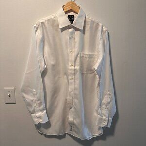 Jos. A. Bank Tailored Fit White Wedding Shirt | Herringbone | Size 15-33 | NWT